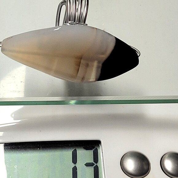 Banded White Black Agate Polished Ring Adjustable Band Semi Precious Ring - Picture 8 of 8